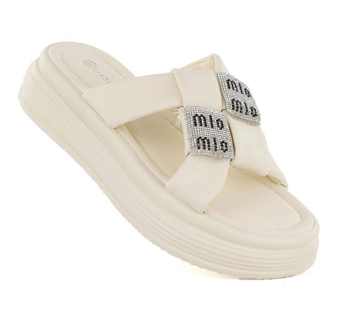 Dámské žabky na platformě se zirkony béžové Potocki 16347