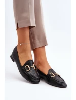 Dámské mokasíny na ploché podrážce s ozdobou černé model 21650939 - Boto Dámské mokasíny na ploché podrážce s ozdobou černé model 21650939 - Boto