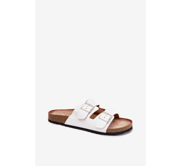 Dámské Pantofle Na Korkové Platformě S Přezkou Bílé model 21699941 - Boto