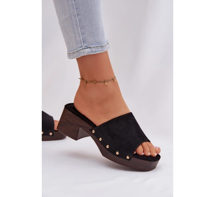 Dámské sandály na klíně s zlatými přezkami Černé Davessa