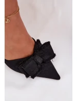 Dámské sandály na podpatku s mašlí Černé Hestia Dámské sandály na podpatku s mašlí Černé Hestia