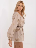 Bluzka LK BZ model 20470320 ciemny bezowy - FPrice Bluzka LK BZ model 20470320 ciemny bezowy - FPrice