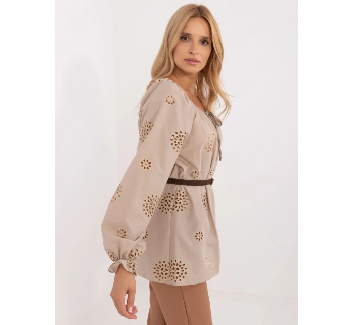 Bluzka LK BZ model 20470320 ciemny bezowy - FPrice Bluzka LK BZ model 20470320 ciemny bezowy - FPrice