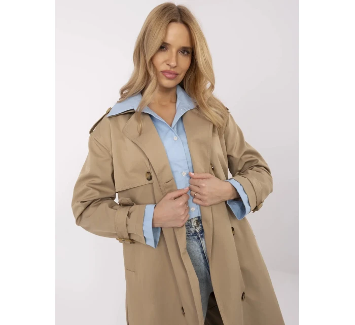 Płaszcz NM PL ciemny bezowy model 20989495 - FPrice Płaszcz NM PL ciemny bezowy model 20989495 - FPrice