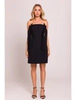 model 20970708 Šaty na ramínka s mašlemi černé - Moe
