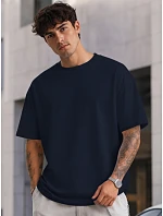 Pánské basic oversize tmavě modré bavlněné tričko FashionStreet RX5684 Pánské basic oversize tmavě modré bavlněné tričko FashionStreet RX5684