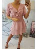 Šaty v pase tmavě pudrově růžové Šaty v pase tmavě pudrově růžové