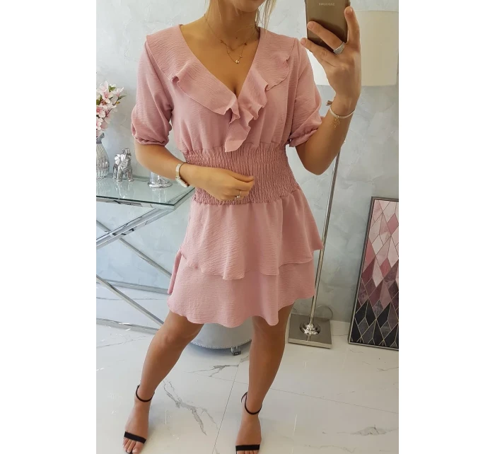 Šaty v pase tmavě pudrově růžové Šaty v pase tmavě pudrově růžové