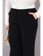 Dámské kalhoty Plus Size s širokou nohavicí a vysokým pasem černé