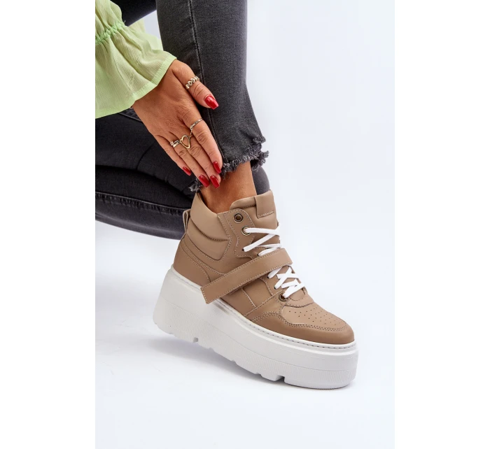 Zazoo 3450 Dámské Kožené Tenisky Beige