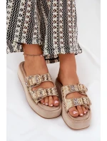 Dámské Sandały Na Platformě S Přezkami A Khaki model 21688844 - Boto