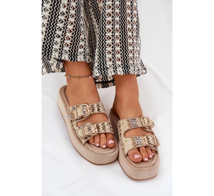 Dámské Sandały Na Platformě S Přezkami A Khaki model 21688844 - Boto