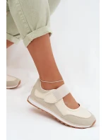 Sportovní dámské polobotky na suchý zip Béžové model 22026561 - EVENTO