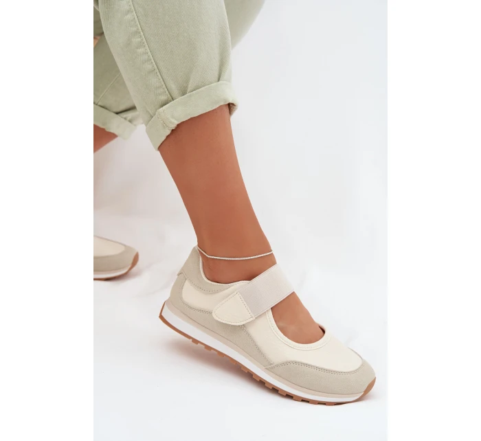 Sportovní dámské polobotky na suchý zip Béžové model 22026561 - EVENTO