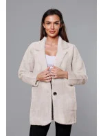 Krátký béžový vlněný přehoz přes oblečení typu alpaka model 18059157 - MADE IN ITALY Krátký béžový vlněný přehoz přes oblečení typu alpaka model 18059157 - MADE IN ITALY