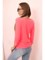 Dámská halenka s lodičkovým výstřihem růžová neonová