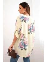 Dámská bavlněná halenka s květinovým vzorem žlutá