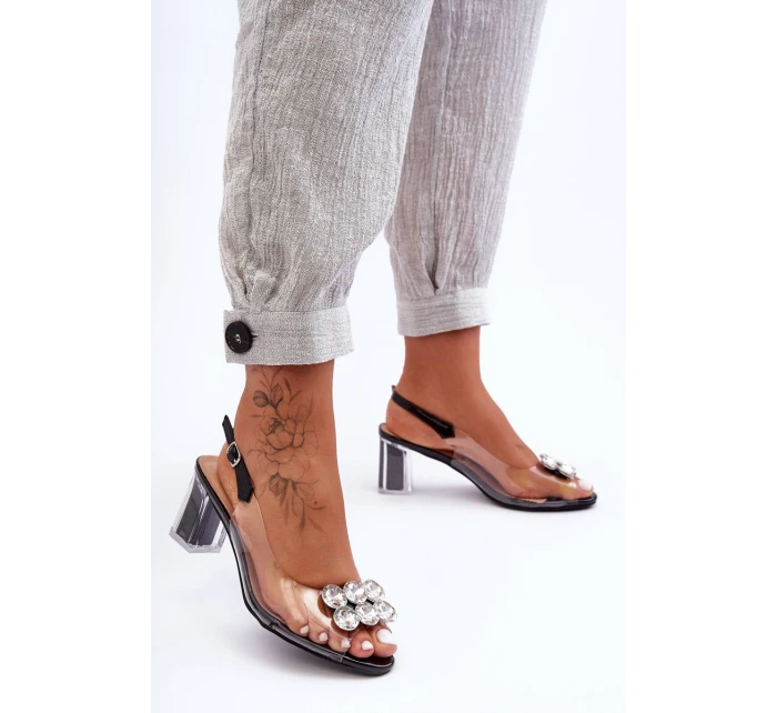 Transparentní Sandály Na Podpatku Černé SBarski MR1037-43