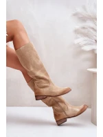 Semišové Kozačky Do  Na Zip Bežové Lewski model 21672644 - Zazoo