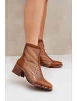 Síťované Dámské Boty Na Podpatku Hnědé Lithyia Síťované Dámské Boty Na Podpatku Hnědé Lithyia