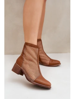 Síťované Dámské Boty Na Podpatku Hnědé Lithyia
