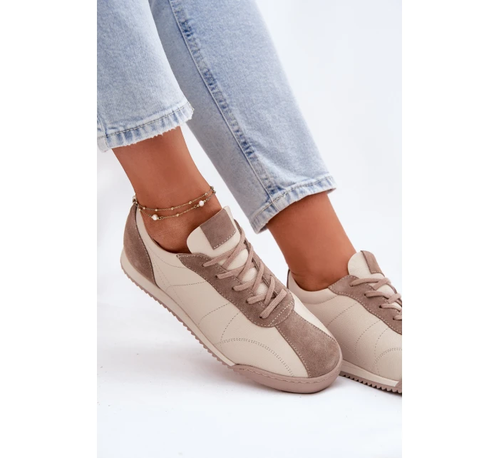 Dámské Kožené Sportovní Boty Béžové model 21694836 - Laura Messi