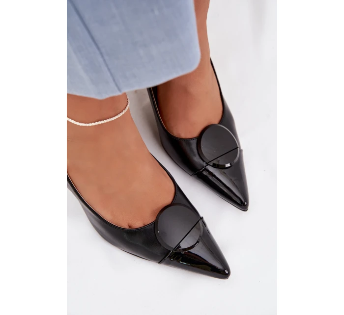 Dámské sandály na podpatku s ozdobným detailem Černé model 22027906 - Boto Dámské sandály na podpatku s ozdobným detailem Černé model 22027906 - Boto