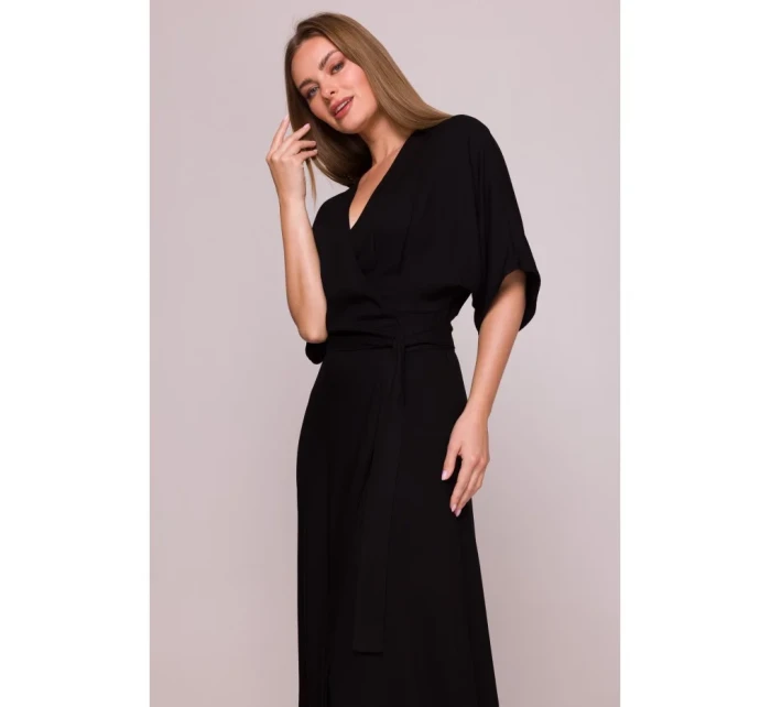 Viskózové maxi šaty se vzorem černé model 21154672 - STYLOVE