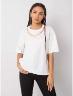 Bílé bavlněné tričko Donna RUE PARIS