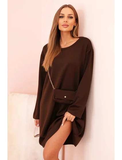 Dámské šaty volného střihu s na řetízku Tmavě fialová model 21470044 - Kesi