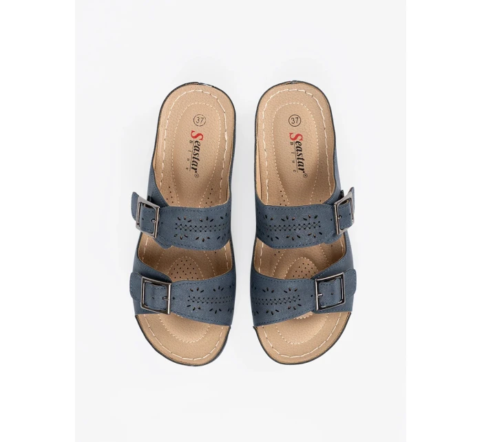 Trendy dámské  sandály modré na klínku