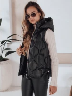 Dámská prošívaná vesta s kapucí MISSVEST černá FashionStreet TY5018 Dámská prošívaná vesta s kapucí MISSVEST černá FashionStreet TY5018