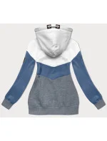 Bilo-světle modro-šedá hrubší trojbarevná dámská mikina (2303) Bilo-světle modro-šedá hrubší trojbarevná dámská mikina (2303)