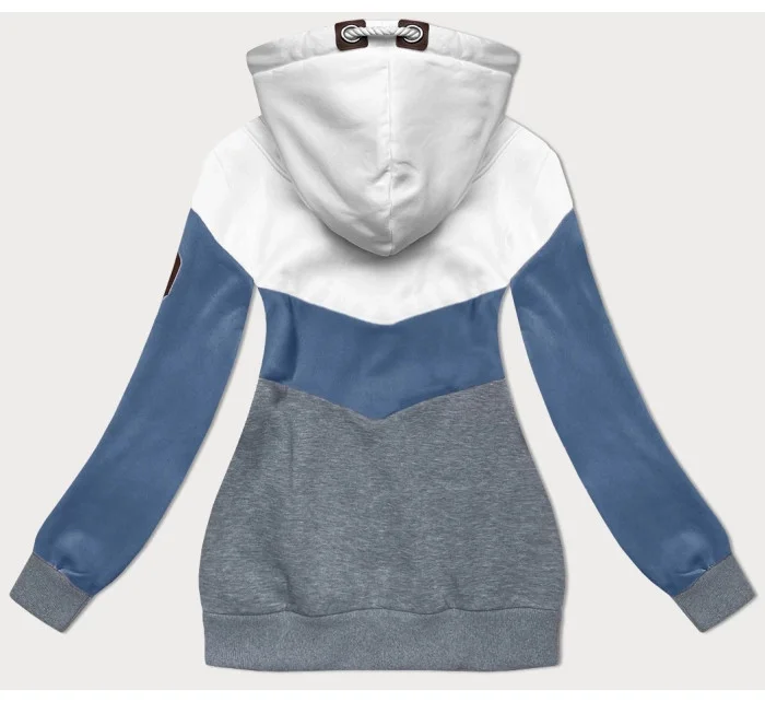 Bilo-světle modro-šedá hrubší trojbarevná dámská mikina (2303) Bilo-světle modro-šedá hrubší trojbarevná dámská mikina (2303)