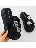 Dámské žabky na platformě se zirkony černé Potocki 16347 Dámské žabky na platformě se zirkony černé Potocki 16347