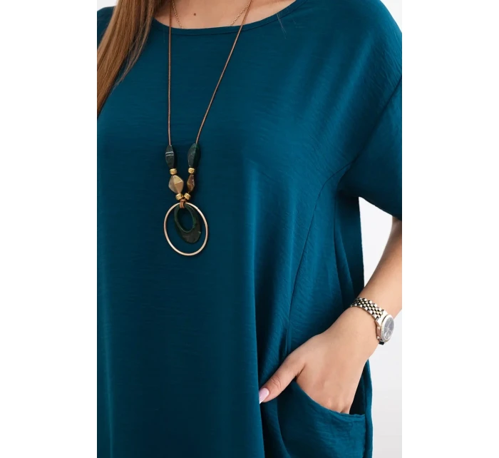 Šaty s kapsami a přívěskem námořní Šaty s kapsami a přívěskem námořní