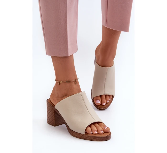 Elegantní Lehké Dámské Sandály Na Podpatku Béžové model 21657982 - EVENTO