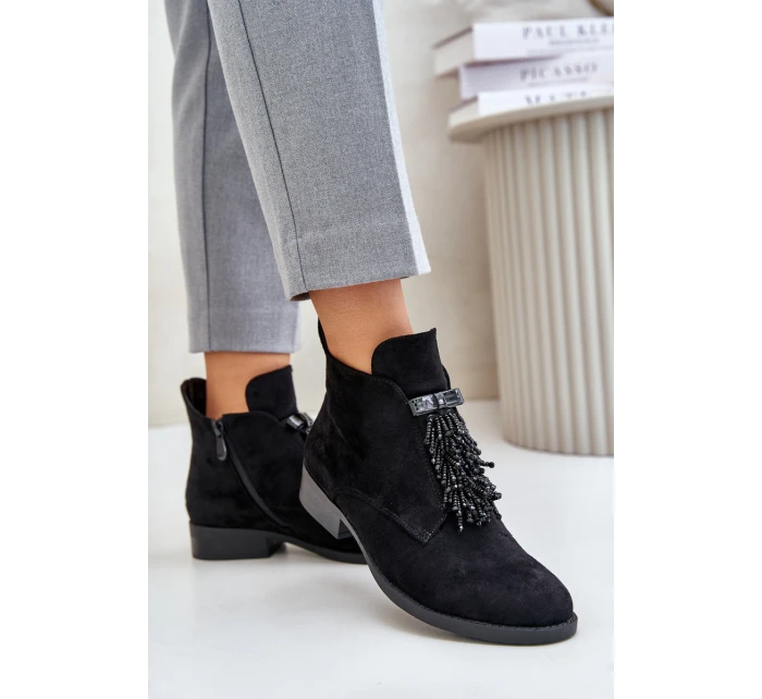 Zateplené Nízké Boty S Dekorací Na Zip Černé S.Barski HY42-715