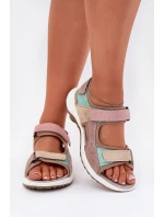 Dámské Sportovní Kožené Sandály Béžové model 21695390 - VINCEZA Dámské Sportovní Kožené Sandály Béžové model 21695390 - VINCEZA