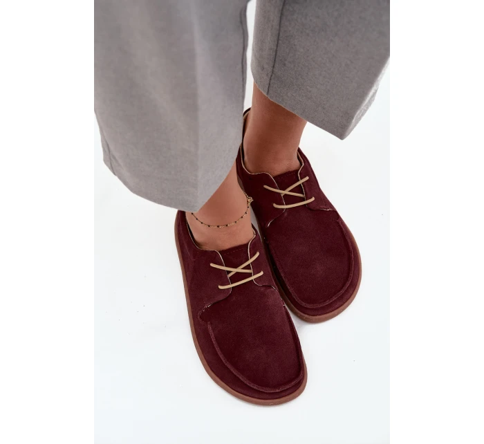 Dámské polobotky typu barefoot z přírodního semiše Zazoo 327 bordó