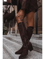 Dámské Kožené  S Dekorací Na Sloupku Čokoládové model 21715056 - Boto