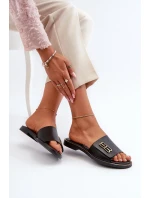 Zazoo Elegantní dámské kožené pantofle , černé Zazoo Elegantní dámské kožené pantofle , černé