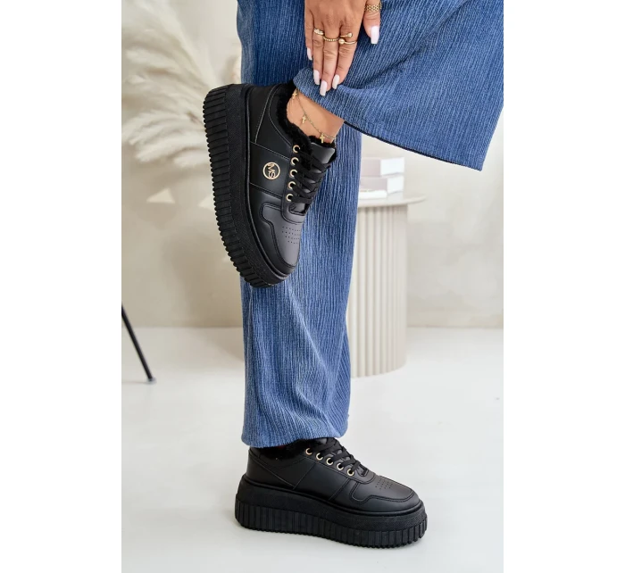 Tenisky Sportovní Boty Dámské Zateplené Na Masivní Podešvi Černé Verissha