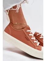 Dámské plátěné tenisky na platformě Big Star – oranžové Dámské plátěné tenisky na platformě Big Star – oranžové