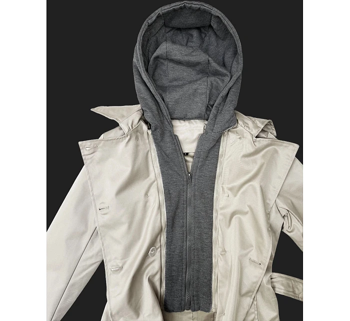Klasický trenčkot s odnímatelnou kapucí Goodlookin light beige (T2-2252#-12) Klasický trenčkot s odnímatelnou kapucí Goodlookin light beige (T2-2252#-12)