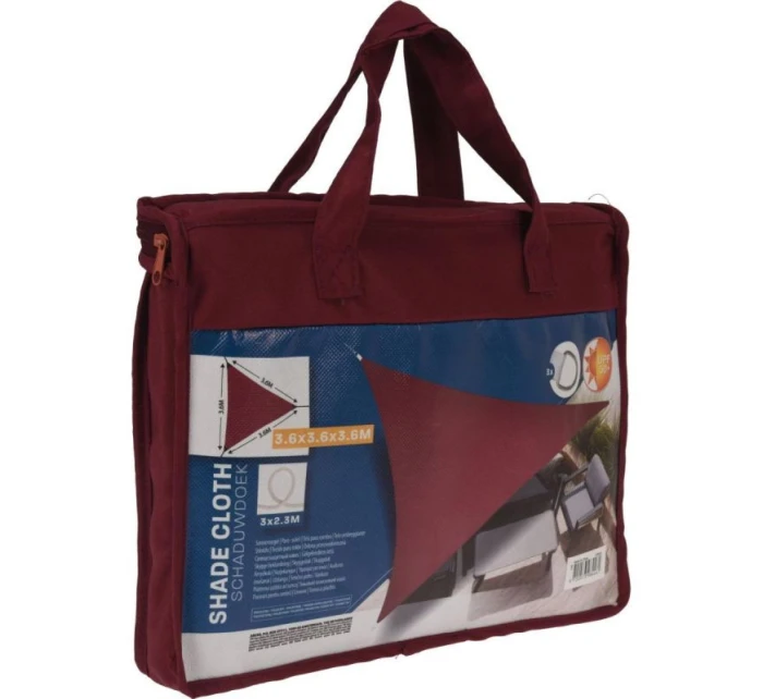 ZAHRADNÍ SLUNEČNÍK TROJÚHELNÍK 3,6X3,6X3,6M BORDÓ