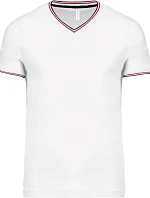 Kariban K 374 Pánské piqué tričko s výstřihem do V 20.K374 white/navy/red