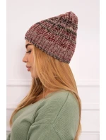 Fleecová čepice Melisa K241 vínová+béžová Fleecová čepice Melisa K241 vínová+béžová