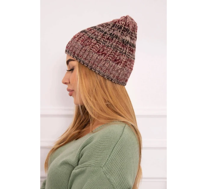 Fleecová čepice Melisa K241 vínová+béžová Fleecová čepice Melisa K241 vínová+béžová