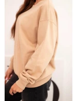 Dámská mikina s model 21718723 výstřihem basic z bavlny béžová - K-Fashion